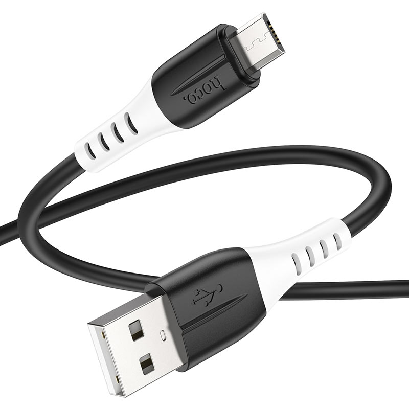 картинка Data Cable Hoco Micro USB 100cm X82 2.4A Black от магазина КомпьютерЦентр