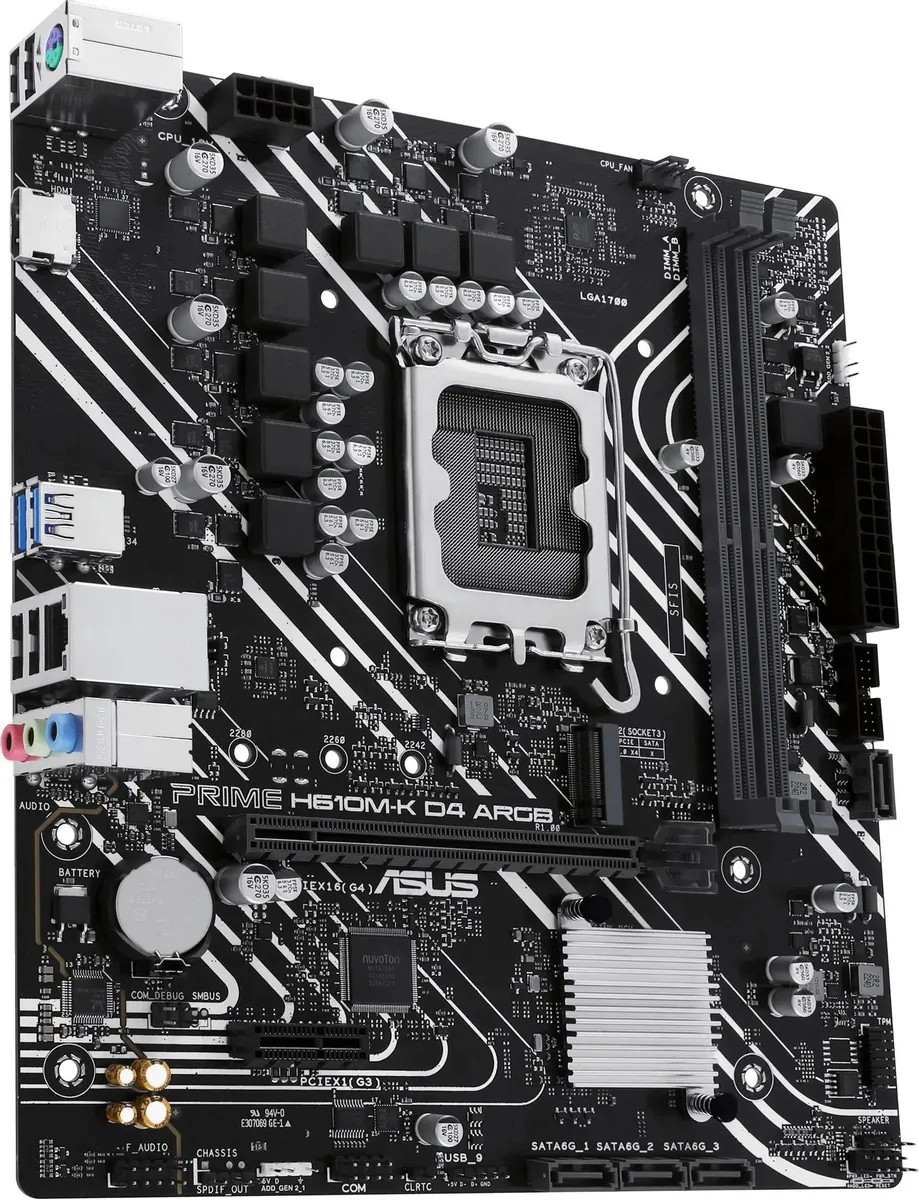 картинка Материнская плата Asus PRIME H610M-K D4 ARGB, LGA 1700, Intel H610, 2xDDR4, mATX от магазина КомпьютерЦентр