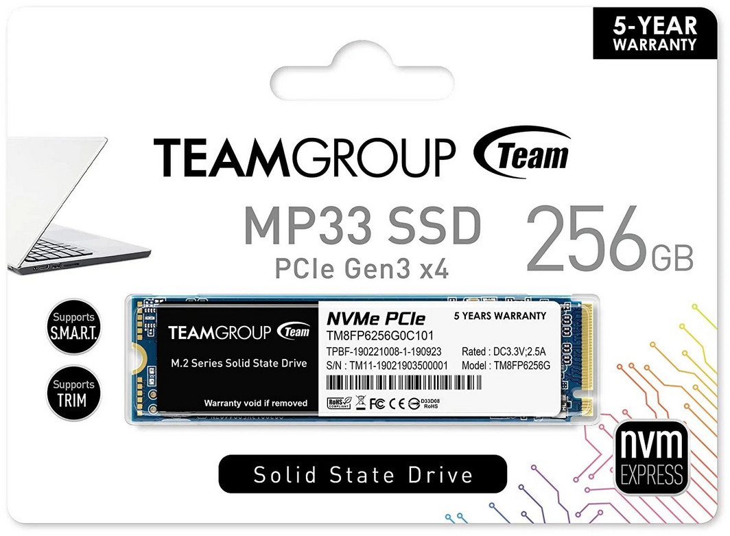 картинка SSD накопитель 256 Гб Team Group MP33 Client 2280 PCI-E x4 (TM8FP6256G0C101) от магазина КомпьютерЦентр