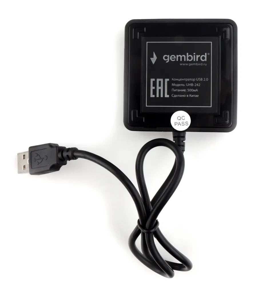 картинка HUB 4-port Gembird UHB-242 USB 2.0, Black, Blister от магазина КомпьютерЦентр