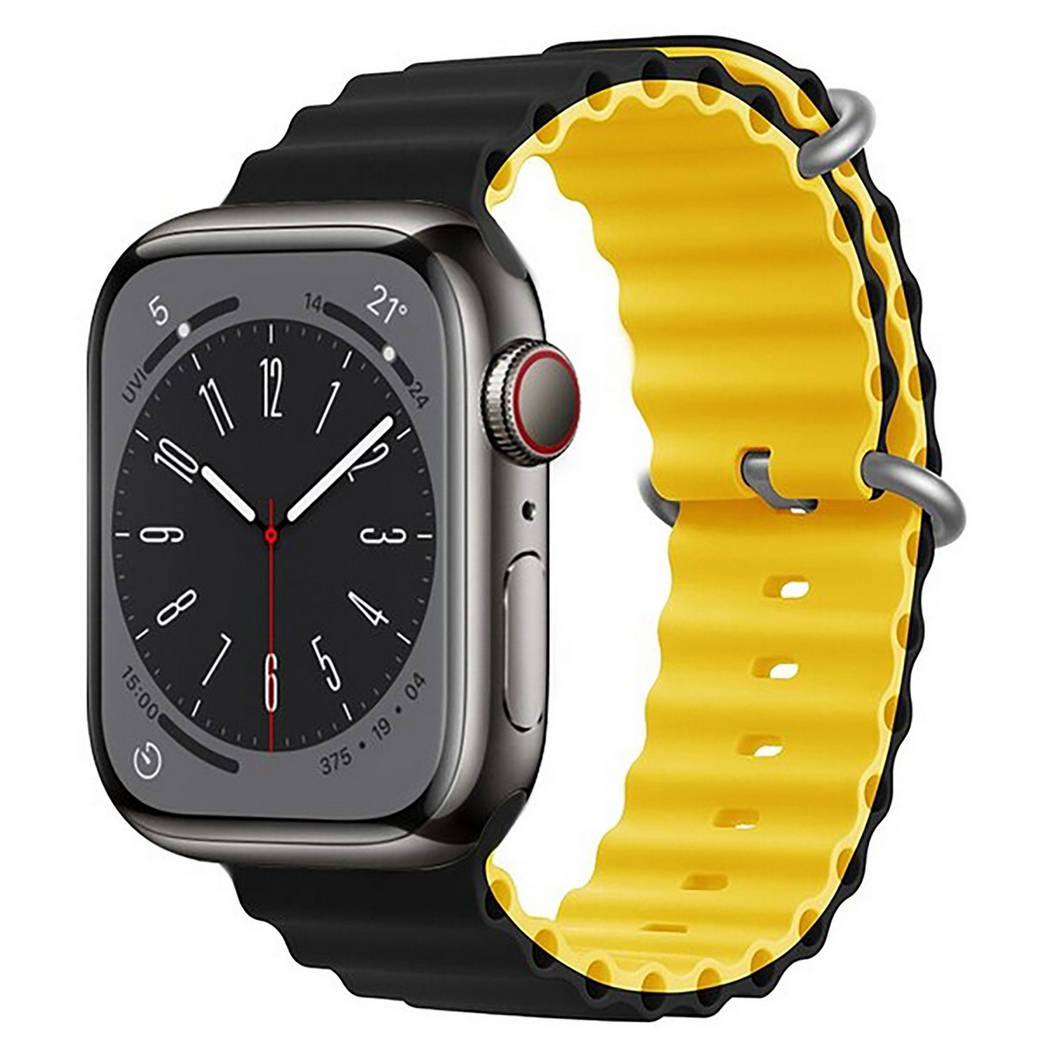 картинка Ремешок Apple watch 42mm/ 44mm Ocean Band Double color Black-Yellow от магазина КомпьютерЦентр