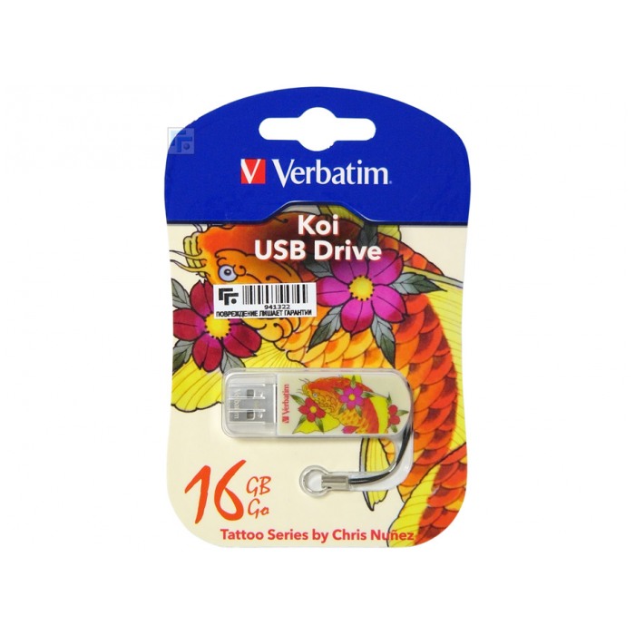 картинка Флешка USB Verbatim 16Gb Store n Go Mini Tattoo Koi White (49886) от магазина КомпьютерЦентр