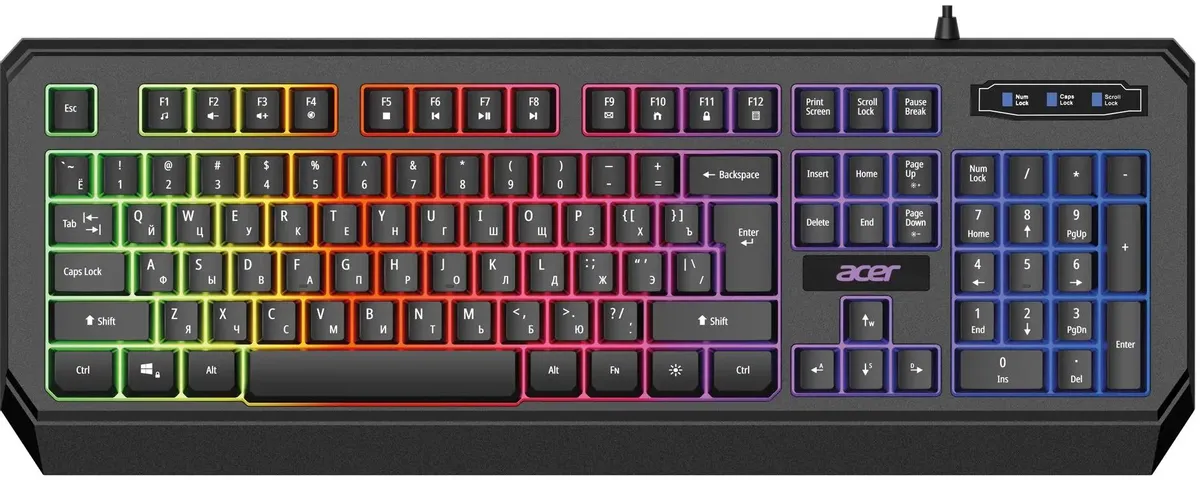 картинка Клавиатура Acer OKW300 черный USB for gamer LED (ZL.KBDCC.019) от магазина КомпьютерЦентр