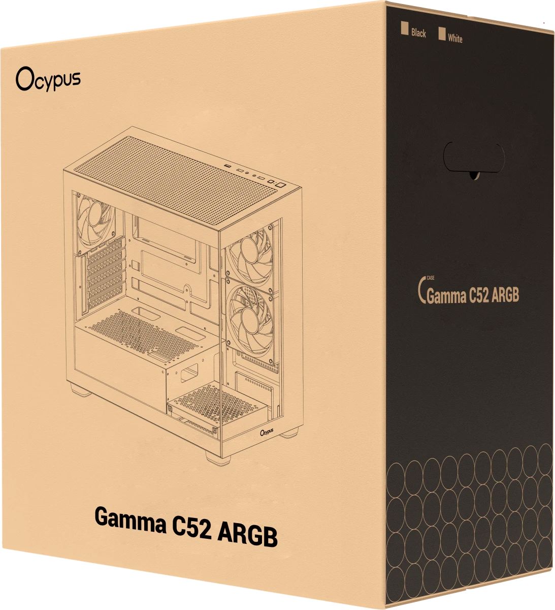 картинка Корпус Ocypus Gamma C52 BK ARGb mATX /  win /  black /  3 ARGb fans /  no PSU /  Tempered Glass (Gamma-C52-B-KD300XX-GL) от магазина КомпьютерЦентр