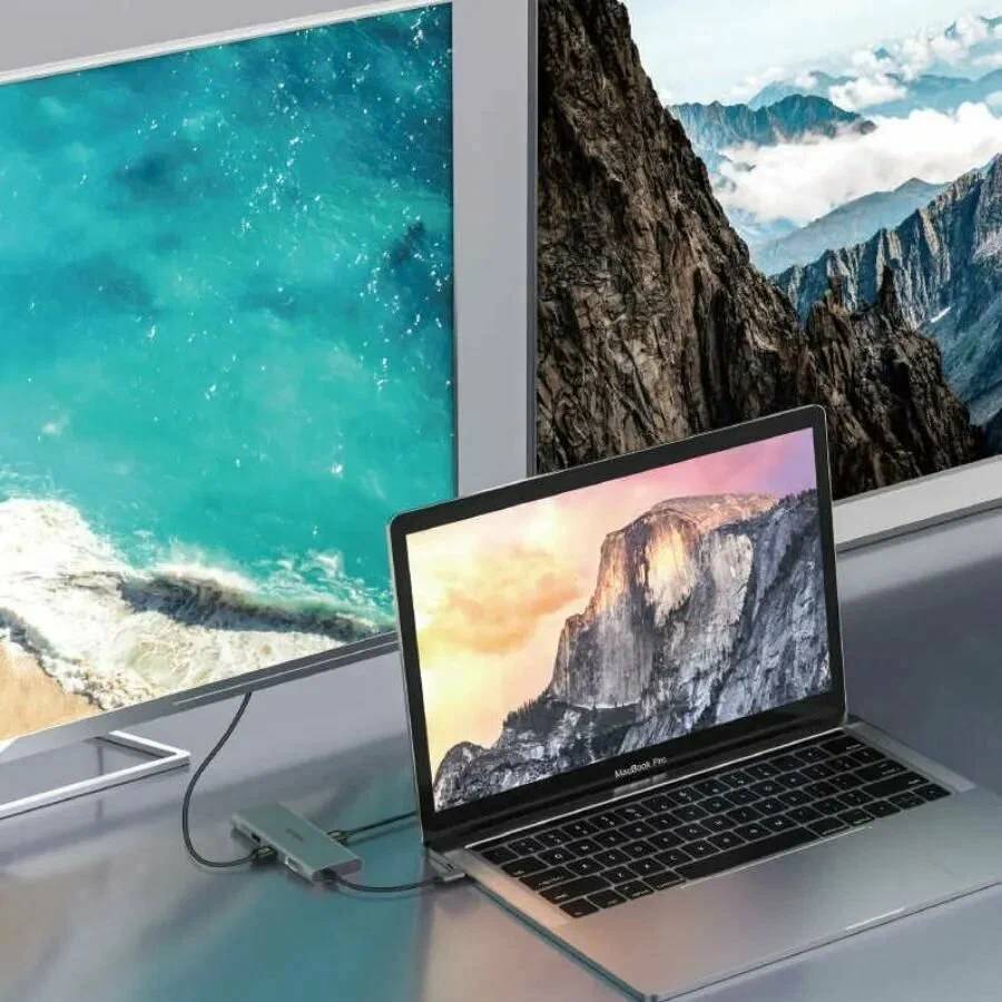 картинка HUB WiWU Alpha 11 in 1 Type-C to 3 x USB 3.0 + USB 2.0 + Type-C + RJ45 + HDMI + VGA + AUX 3,5mm + Cardreader Adapter Grey от магазина КомпьютерЦентр