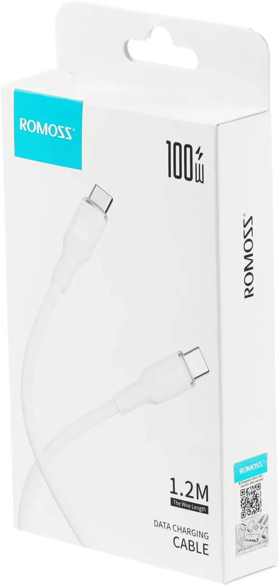 картинка Кабель Type-C 1.2m Romoss CB3224 1746341 USB Type-C (m)-USB Type-C (m) 1.2м белый коробка от магазина КомпьютерЦентр