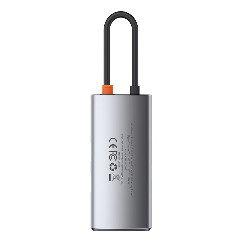 картинка Хаб Baseus Metal Gleam Series 4-in-1 USB2.0/ USB3.0/  4KHD/ Type-C Cray (CAHUB-CY0G) от магазина КомпьютерЦентр