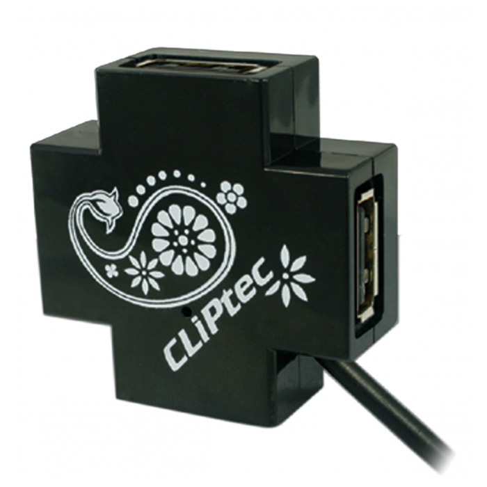 картинка HUB USB Cliptec RZH209 X-Cross Black (RZH209-BK) от магазина КомпьютерЦентр