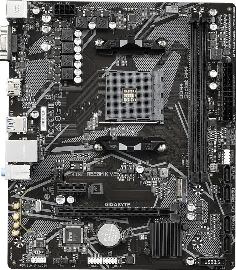 картинка Материнская плата Gigabyte A520M K V2 Soc-AM4 AMD A520 2xDDR4 mATX от магазина КомпьютерЦентр