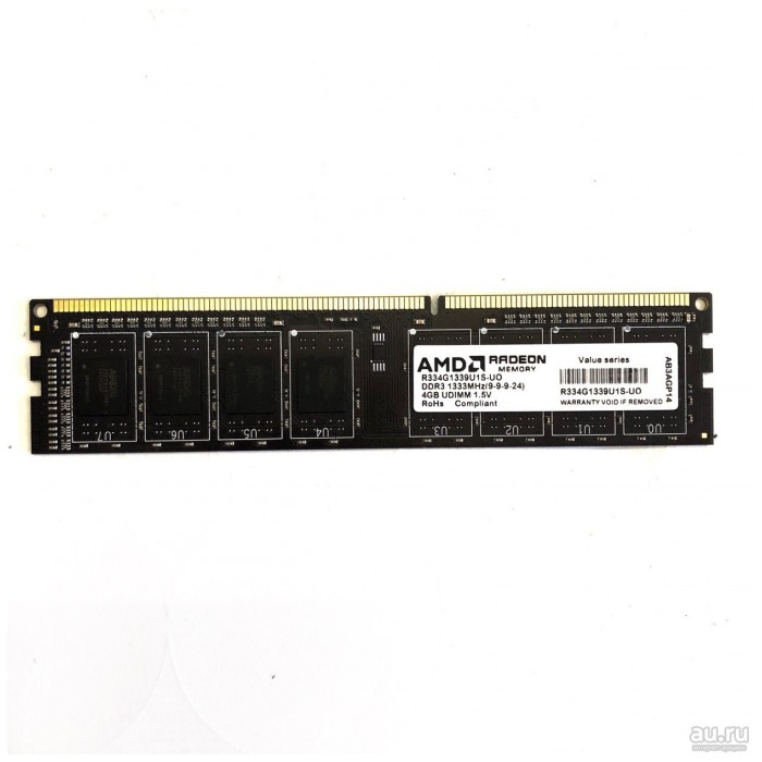 картинка Оперативная память AMD DIMM DDR3 4Gb 1333MHz PC3-10600 (R334G1339U1-UO) от магазина КомпьютерЦентр
