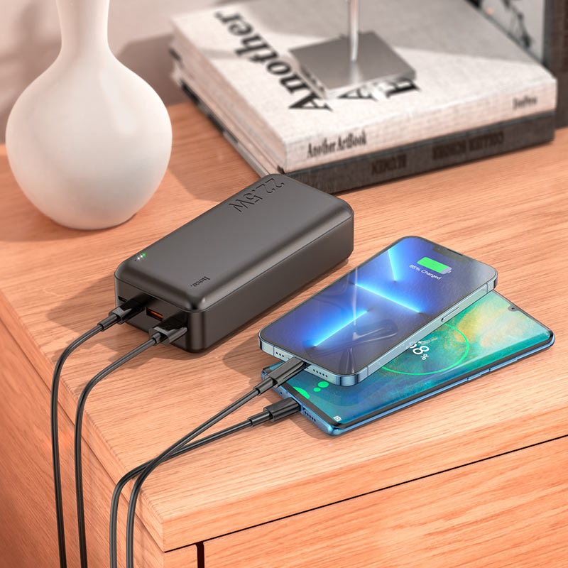 картинка Внешний аккумулятор Hoco J101B Astute 22.5W fully compatible power bank (30000mAh) black от магазина КомпьютерЦентр
