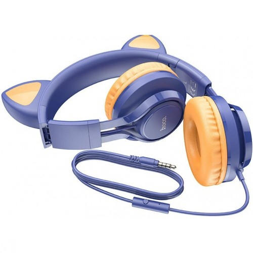 картинка Гарнитура Hoco W36 Cat ear headphones with mic midnight blue от магазина КомпьютерЦентр