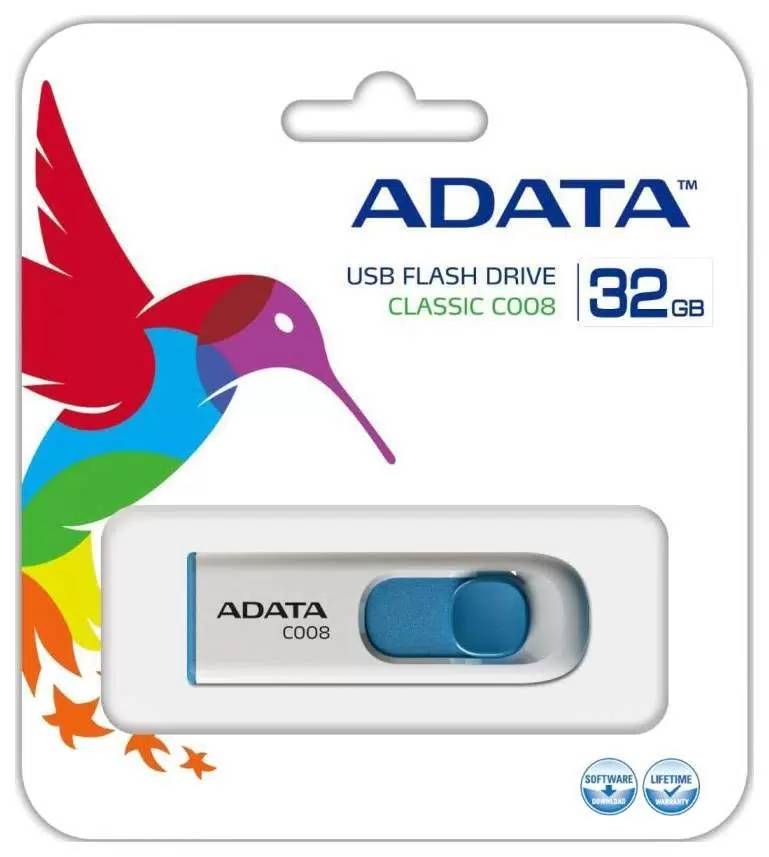 картинка USB накопитель 32Gb A-Data Classic AC008 White (AC008-32G-RWE) от магазина КомпьютерЦентр