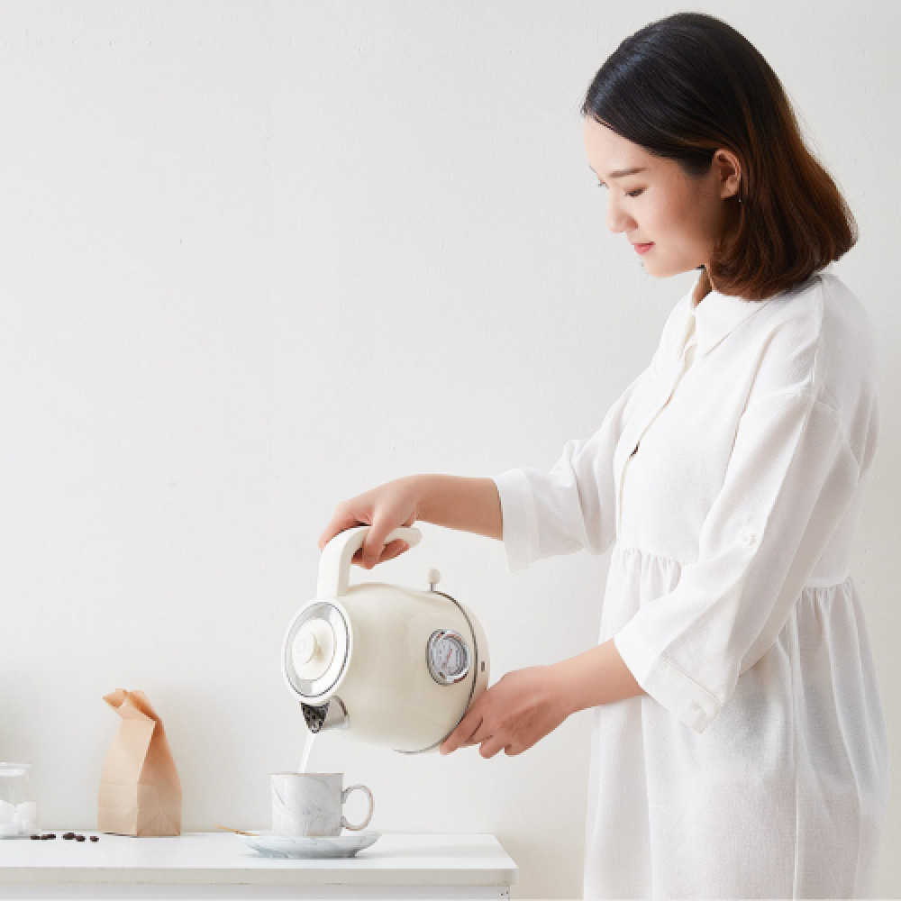 картинка Электрочайник Xiaomi Qcooker Retro Electric Kettle с температурным датчиком QS-1701 White RU от магазина КомпьютерЦентр
