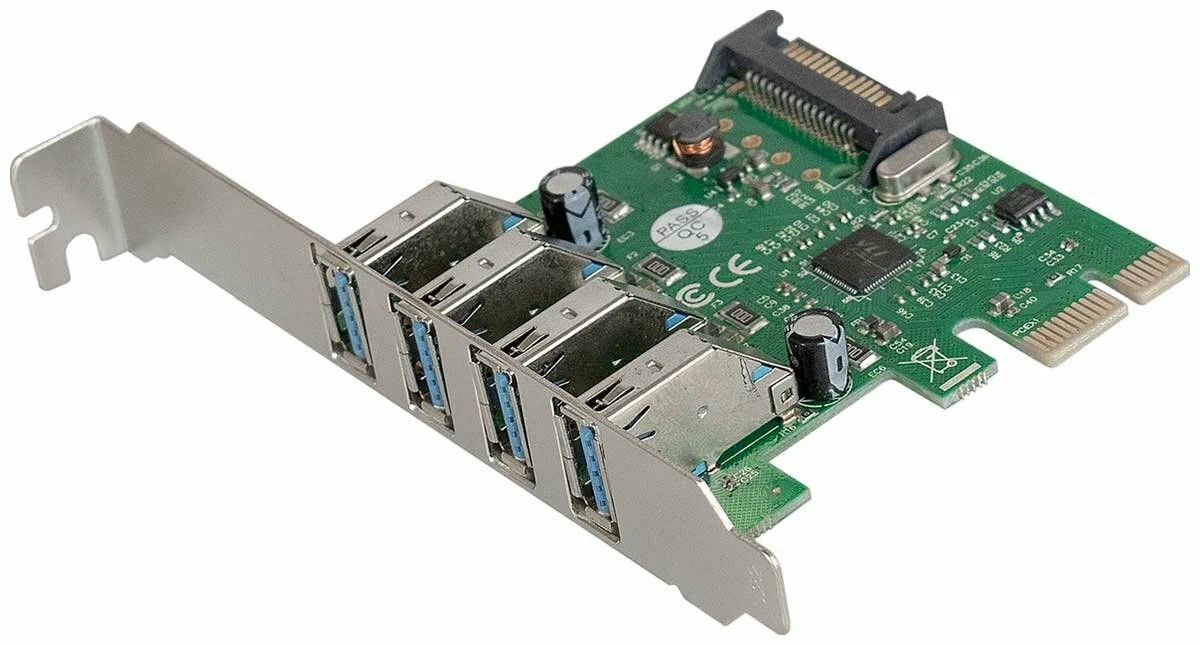 картинка Контроллер ExeGate EXE-314 (EX283716RUS) PCI-E 2.0, 4*USB3.0 ext, разъем доп.питания (OEM) от магазина КомпьютерЦентр