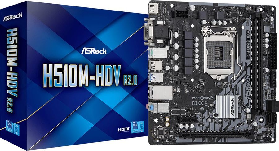 картинка Материнская плата Asrock H510M-HDV R2.0 S1200; Intel H510; mATX от магазина КомпьютерЦентр