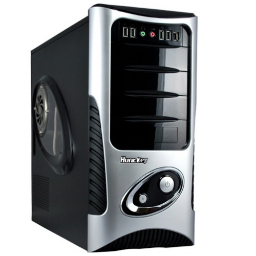 картинка Корпус без БП HuntKey H001 Hercules Black/ Black/ Silver (H001BBS) от магазина КомпьютерЦентр