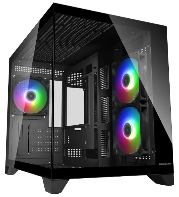 картинка Корпус Cougar FV150 Mini RGB Mini-tower, Black, 3x120mm RGB fan, 2xUSB 3.0, Type-C, no PSU от магазина КомпьютерЦентр