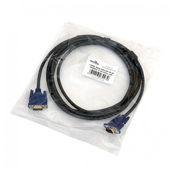 картинка Кабель DeTech VGA HD15PM-M 30AWG 2*feritte 3m от магазина КомпьютерЦентр