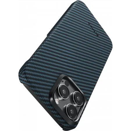 картинка Чехол PITAKA MagEZ Case 4 для iPhone 15 Pro 6.1'', черный/ синий (Twill Black/ Blue) 1500D от магазина КомпьютерЦентр