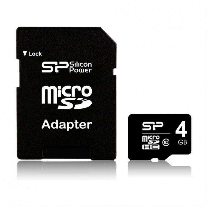 картинка Карта памяти SiliconPower 4Gb microSDHC Class 10 + SD Adapter (SP004GBSTH010V10) от магазина КомпьютерЦентр