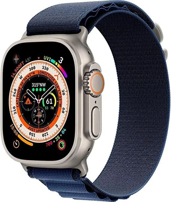 картинка Ремешок для часов Apple Watch 8 Ultra 49mm, нейлон, черный, синий от магазина КомпьютерЦентр