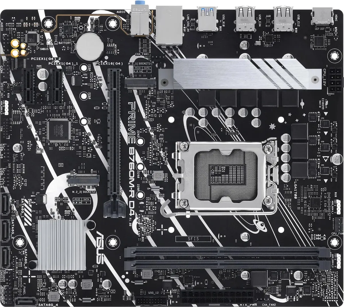 картинка Материнская плата Asus PRIME B760M-R D4, LGA 1700, Intel B760, 2xDDR4,  mATX от магазина КомпьютерЦентр
