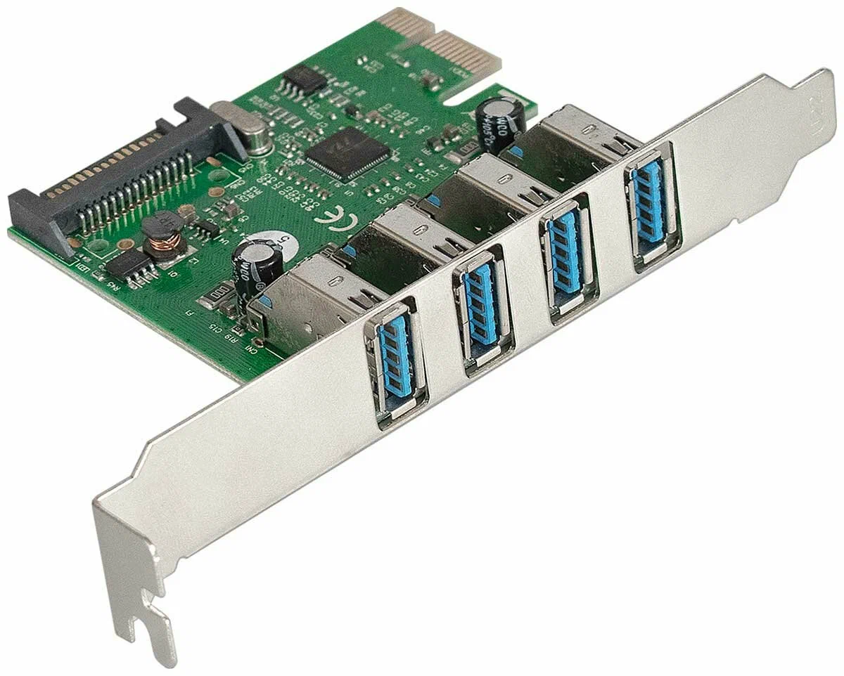 картинка Контроллер ExeGate EXE-314 (EX283716RUS) PCI-E 2.0, 4*USB3.0 ext, разъем доп.питания (OEM) от магазина КомпьютерЦентр