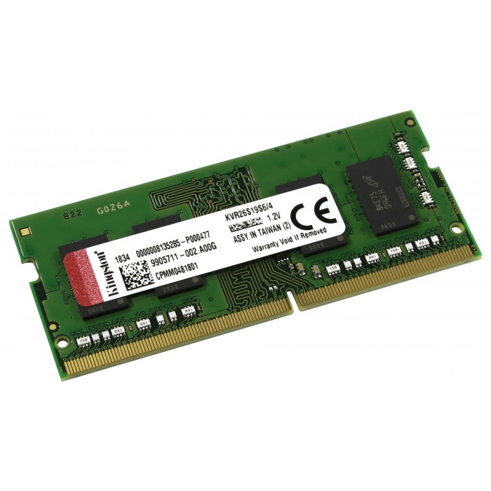 картинка Оперативная память Kingston SO-DIMM DDR4 4Gb 2666MHz PC4-21300 CL19 (KVR26S19S6/4) от магазина КомпьютерЦентр