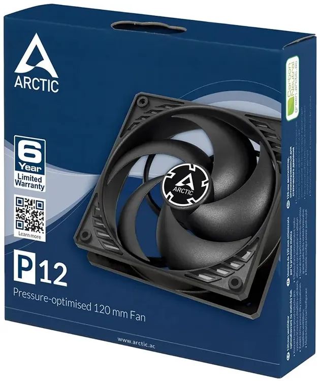 картинка Вентилятор ARCTIC COOLING Arctic P12 Black (ACFAN00118A) 120 мм 1800 об/ мин, 22.5 дБ, 3 pin от магазина КомпьютерЦентр