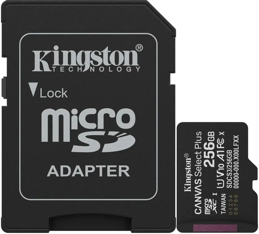 картинка Карта памяти 256Gb microSDXC Kingston Canv Select Plus +SD adapter (SDCS3/ 256GB) от магазина КомпьютерЦентр