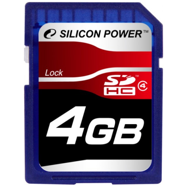 картинка Карта памяти SiliconPower 4Gb SDHC Class 4 (SP004GBSDH004V10) от магазина КомпьютерЦентр