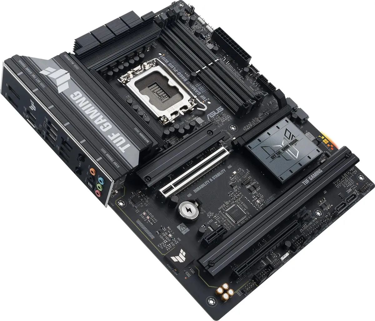 картинка Материнская плата ASUS TUF GAMING B860-PLUS WIFI LGA1851, Intel B860, 4xDDR5-6400 МГц, PCI-E 5.0 x16, PCI-E 4.0 x16, PCI-E x1, 3xM.2, Wi-Fi 7, BT 5.4, Standard-ATX от магазина КомпьютерЦентр