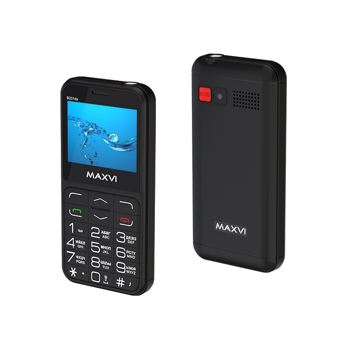 картинка Телефон мобильный Maxvi B231ds Black 2.31'', TN (TFT) 320x240, Bluetooth, FM-радио, 0.3Mpix, 1400 мА*ч, фонарик, 2-Sim от магазина КомпьютерЦентр