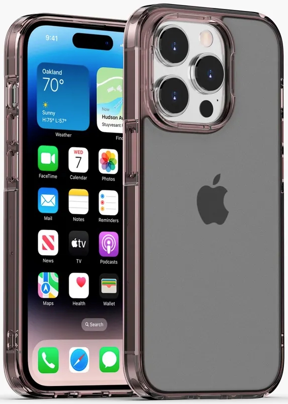 картинка Чехол накладка Gurdini Alba Series Protective противоударный для Apple iPhone 14 Pro Max 6.7'', черный полупрозрачный от магазина КомпьютерЦентр
