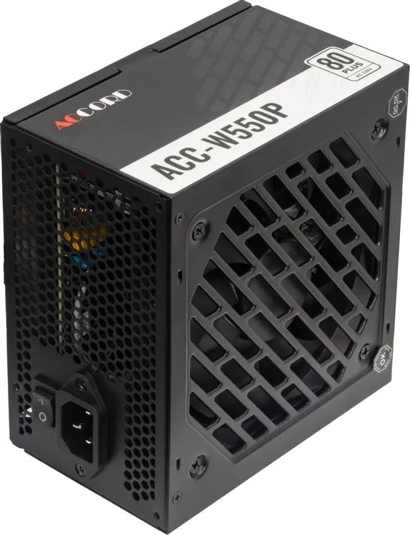 картинка Блок питания Accord 550W ATX ACC-W550P 80+ white (20+4pin) APFC, 120mm fan 6xSATA RTL от магазина КомпьютерЦентр