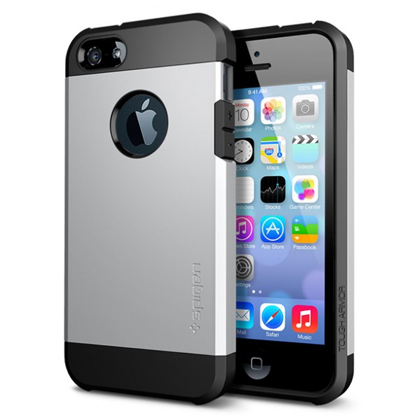 картинка Чехол SGP Case Tough Armor Satin Silver for iPhone 5/ 5s (SGP10491) от магазина КомпьютерЦентр