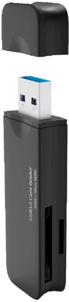картинка CardReader внешний Bion (BXP-CR-USB3-01B) USB 3.0, microSD/ T-Flash/  SD/ SDHC, Speed rate Rex, Black от магазина КомпьютерЦентр