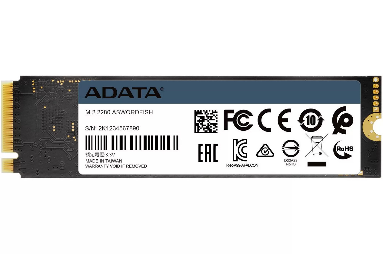 картинка SSD накопитель 500 Гб AData M.2 2280 SWORDFISH PCI-E x4 (ASWORDFISH-500G-C) от магазина КомпьютерЦентр