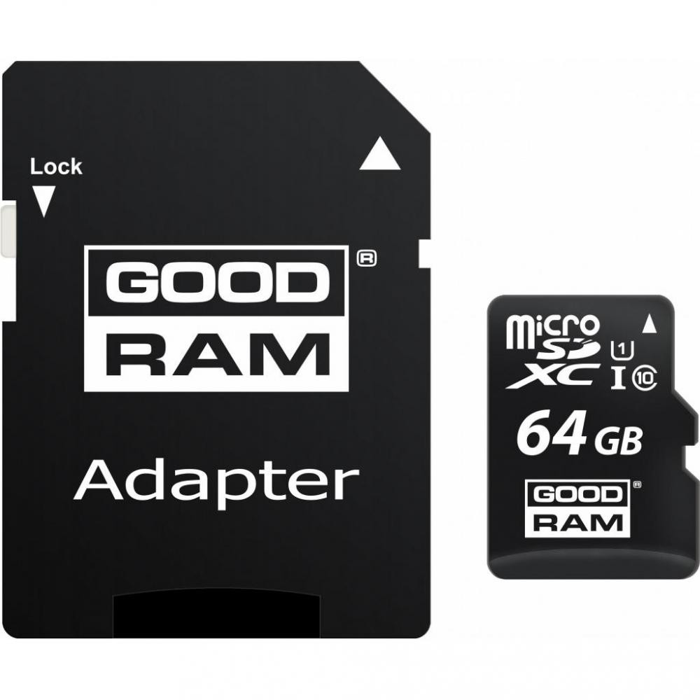 картинка Карта памяти 64Gb microSDHC Goodram Class10 UHS-I (+SD adapter) (M1AA-0640R12) от магазина КомпьютерЦентр