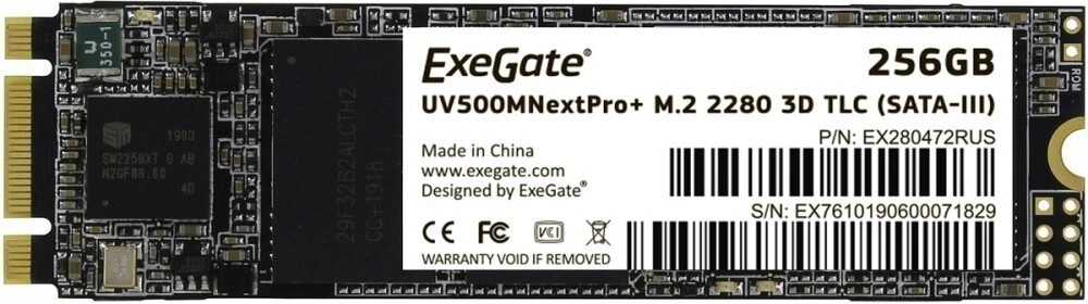 картинка SSD накопитель 256Gb ExeGate NextPro+ SATAIII, M.2 2280 R/ W 561/ 500 (EX280472RUS) от магазина КомпьютерЦентр
