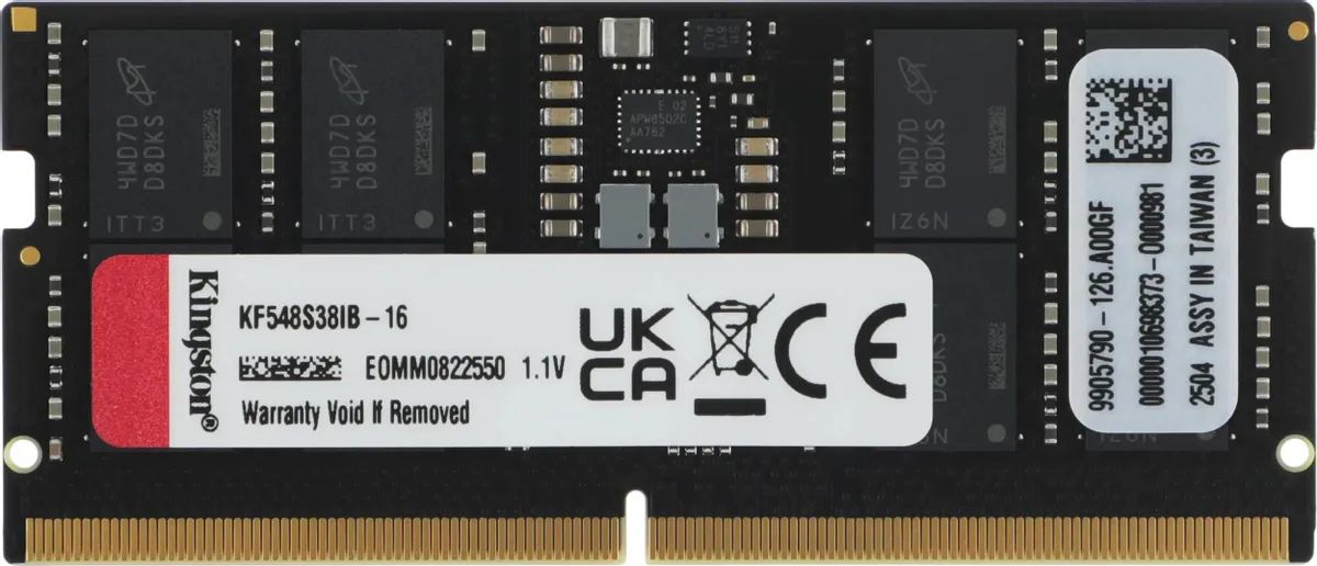 картинка SO-DIMM DDR5 16Gb 4800MHz PC5-38400 Kingston Fury Impact RTL CL38 1.1V (KF548S38IB-16) от магазина КомпьютерЦентр