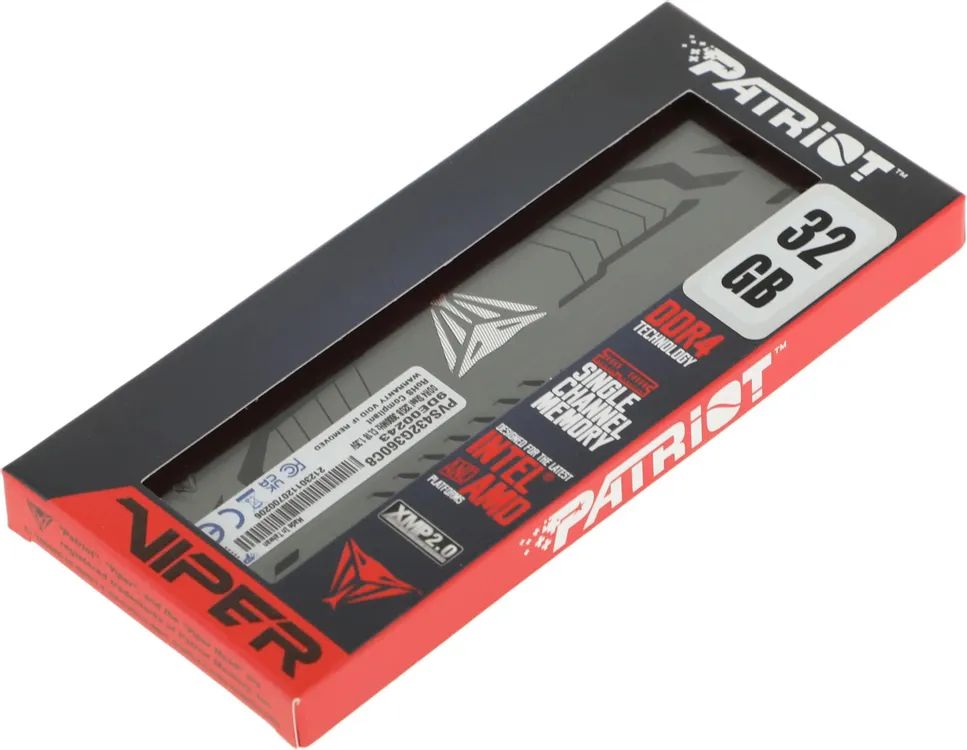 картинка DIMM DDR4 32Gb 3600MHz Patriot Viper Steel RTL Gaming PC4-28800 CL18 DIMM 288-pin 1.35В (PVS432G360C8) от магазина КомпьютерЦентр