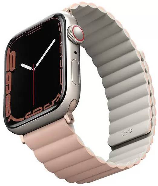 картинка Ремень силиконовый Uniq REVIX для Apple Watch 49/ 45/ 44/ 42 розовый/ бежевый (45MM-REVPNKBEG) от магазина КомпьютерЦентр