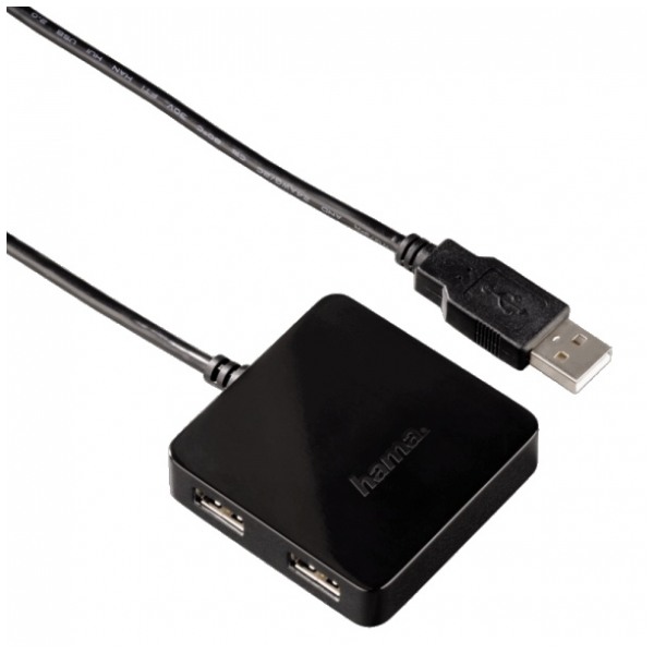 картинка HUB USB HAMA 4-port Square USB 2.0 Black (12131) от магазина КомпьютерЦентр