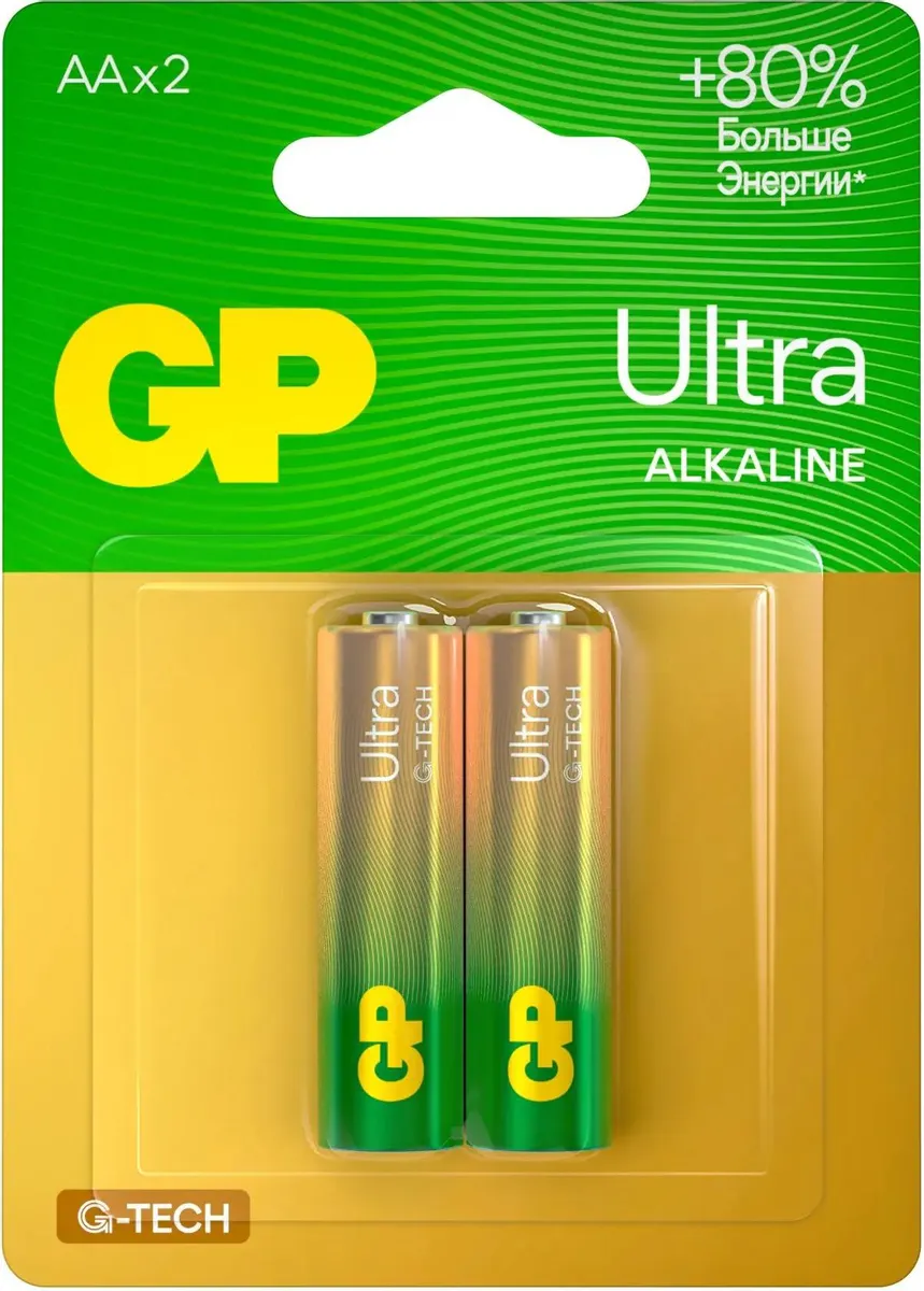 картинка Батарея GP Ultra Alkaline 15AUA21-2CRSBC2 AA (2шт) GP 15AUA21-2CRSBC2 20/ 80 от магазина КомпьютерЦентр