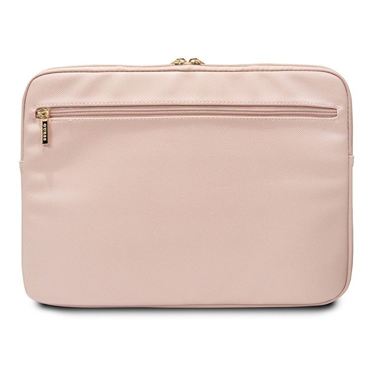 картинка Чехол Guess для ноутбуков 13''/ 14'' Sleeve PU Grained leather 4G metal logo with Zipper Pink от магазина КомпьютерЦентр