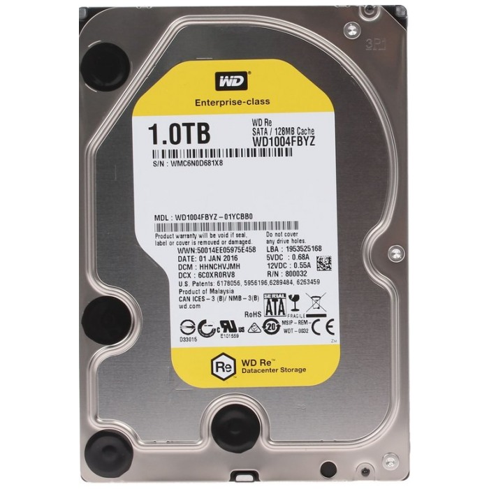 картинка Жесткий диск Western Digital 1Tb 3.5″ SATAIII 7200 rpm 128 Mb cache RE Yellow (WD1004FBYZ) от магазина КомпьютерЦентр