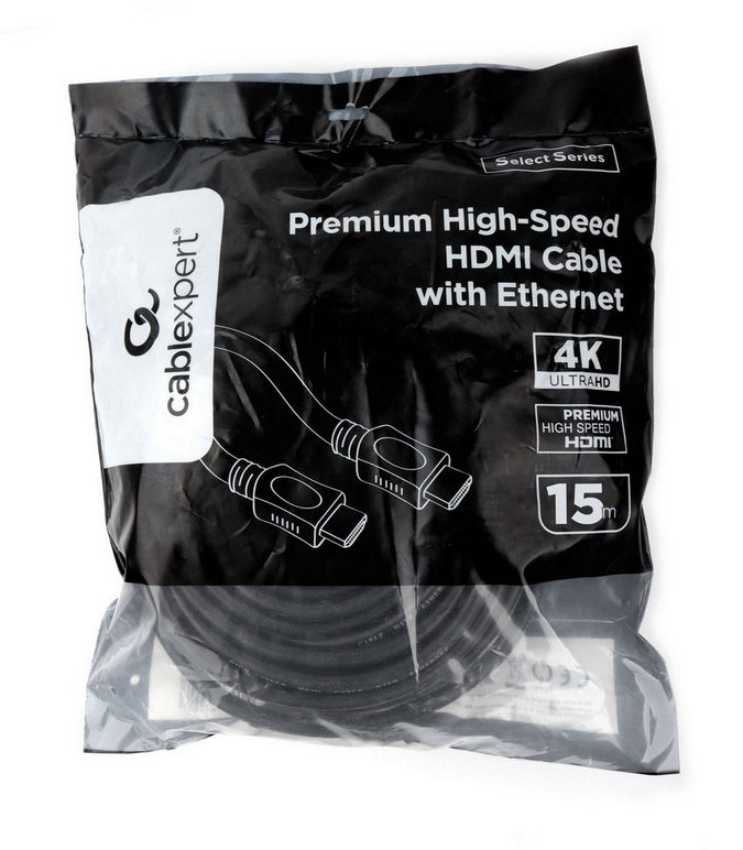 картинка Кабель HDMI Cablexpert CC-HDMI4L-15M, 15м, v2.0, 19M/ 19M, серия Light, черный, позол.разъемы, экран, (19438) от магазина КомпьютерЦентр