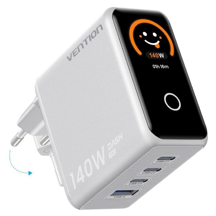 картинка Сетевое зарядное устройство Vention 140Вт 1xUSB-A+3xUSB-C, белый (TZ-FCOI0) от магазина КомпьютерЦентр